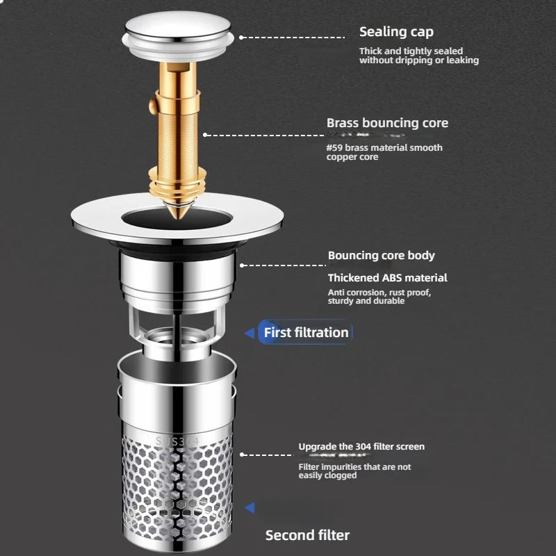 Sink Anti-Clogger Pop-Up Stopper