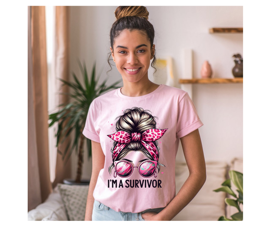 Pink Survivor Tee - Empowering, Cancer Awareness,