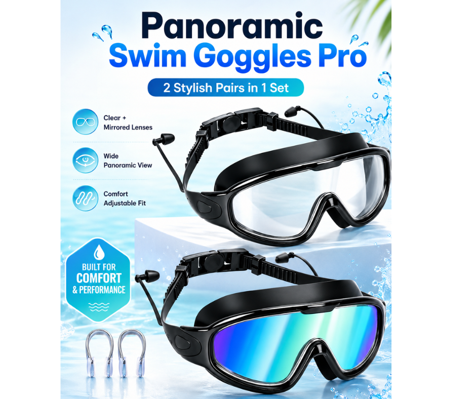 Panoramic Swim Goggles Pro (2 Premium Goggles Set Included In Every Kit)