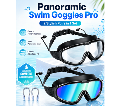 Panoramic Swim Goggles Pro (2 Premium Goggles Set Included In Every Kit)