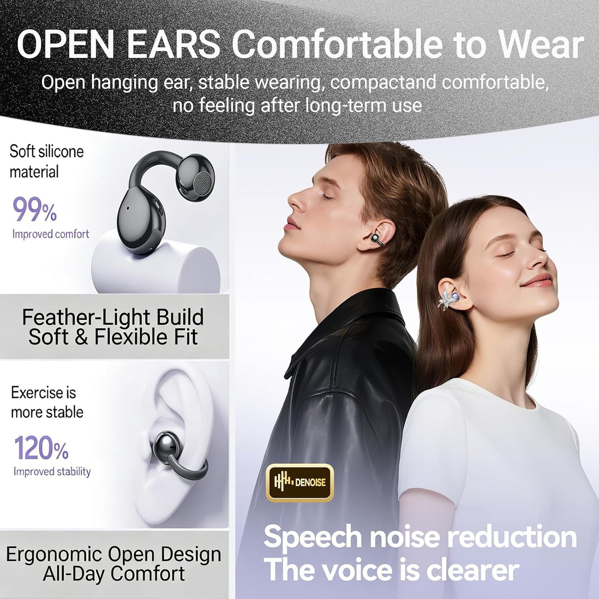 ClipFree Sparkle Clip-On OpenEar Earbuds