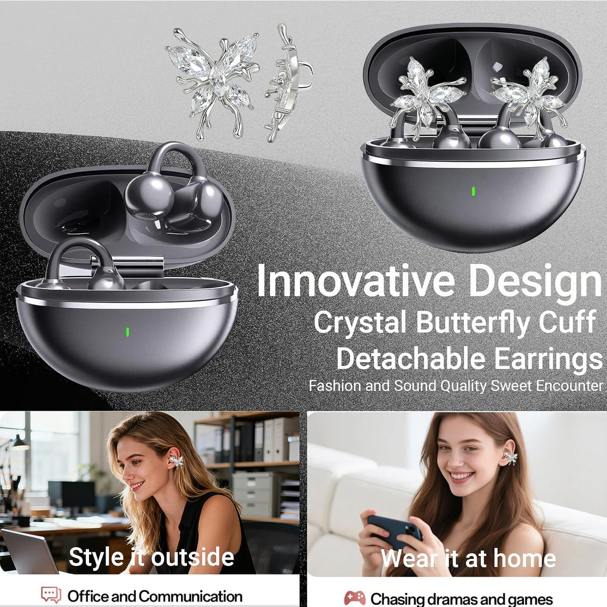 ClipFree Sparkle Clip-On OpenEar Earbuds